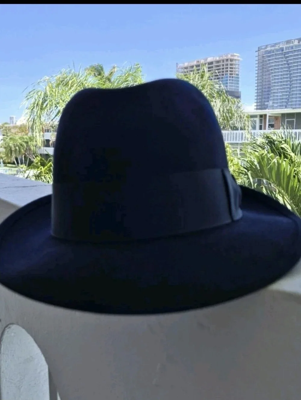 Vtg Unisex Borsalino Alessandria Fur Felt Fedora Hat in Navy Size 58(7-1/4) 🇮🇹
